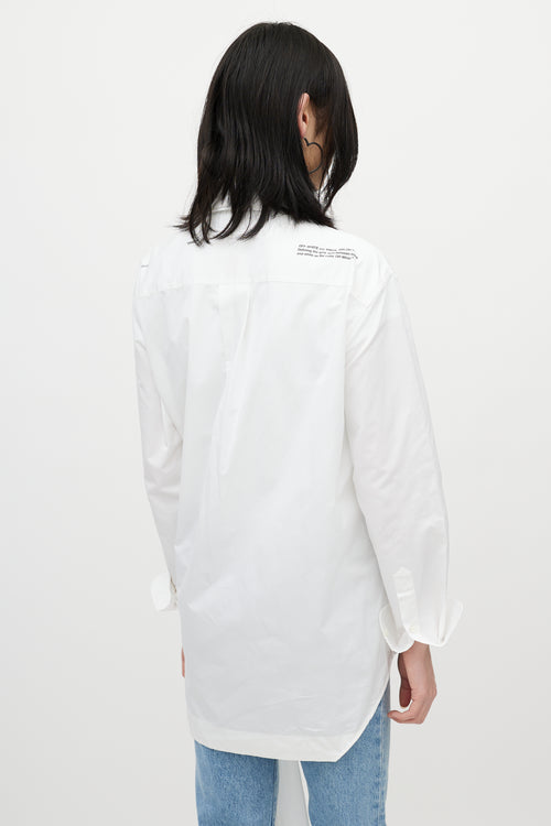 Off-White White & Black Asymmetrical Wrap Shirt