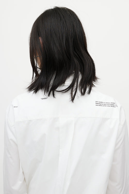 Off-White White & Black Asymmetrical Wrap Shirt