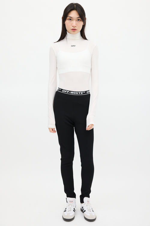 Off-White White & Black Turtleneck Top