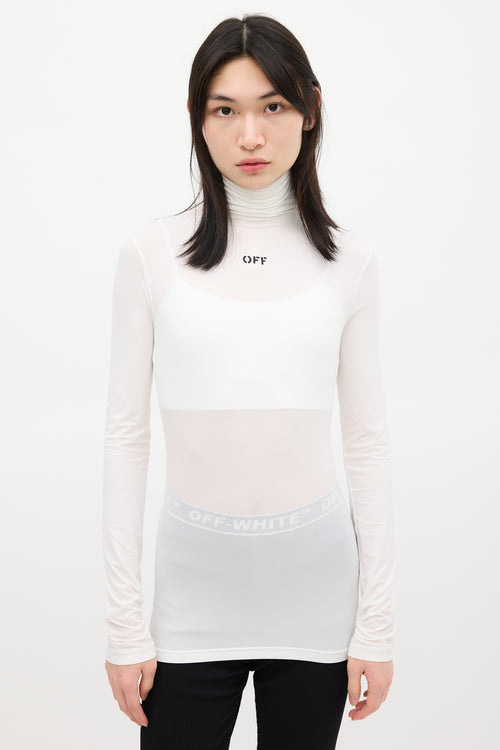 Off-White White & Black Turtleneck Top