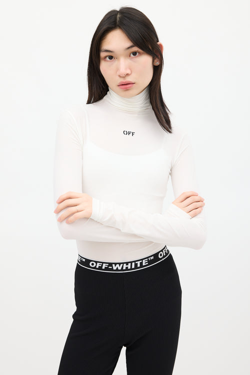 Off-White White & Black Turtleneck Top