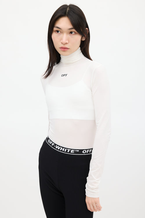 Off-White White & Black Turtleneck Top