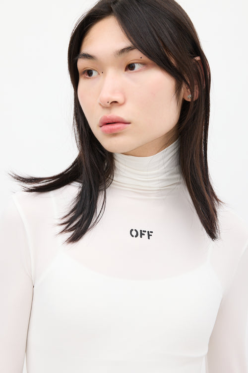 Off-White White & Black Turtleneck Top