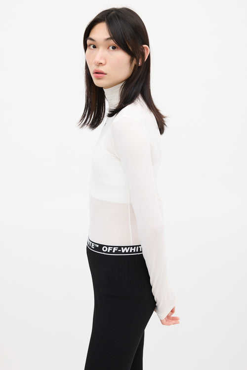 Off-White White & Black Turtleneck Top