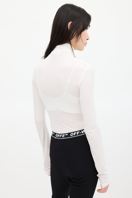 Off-White White & Black Turtleneck Top