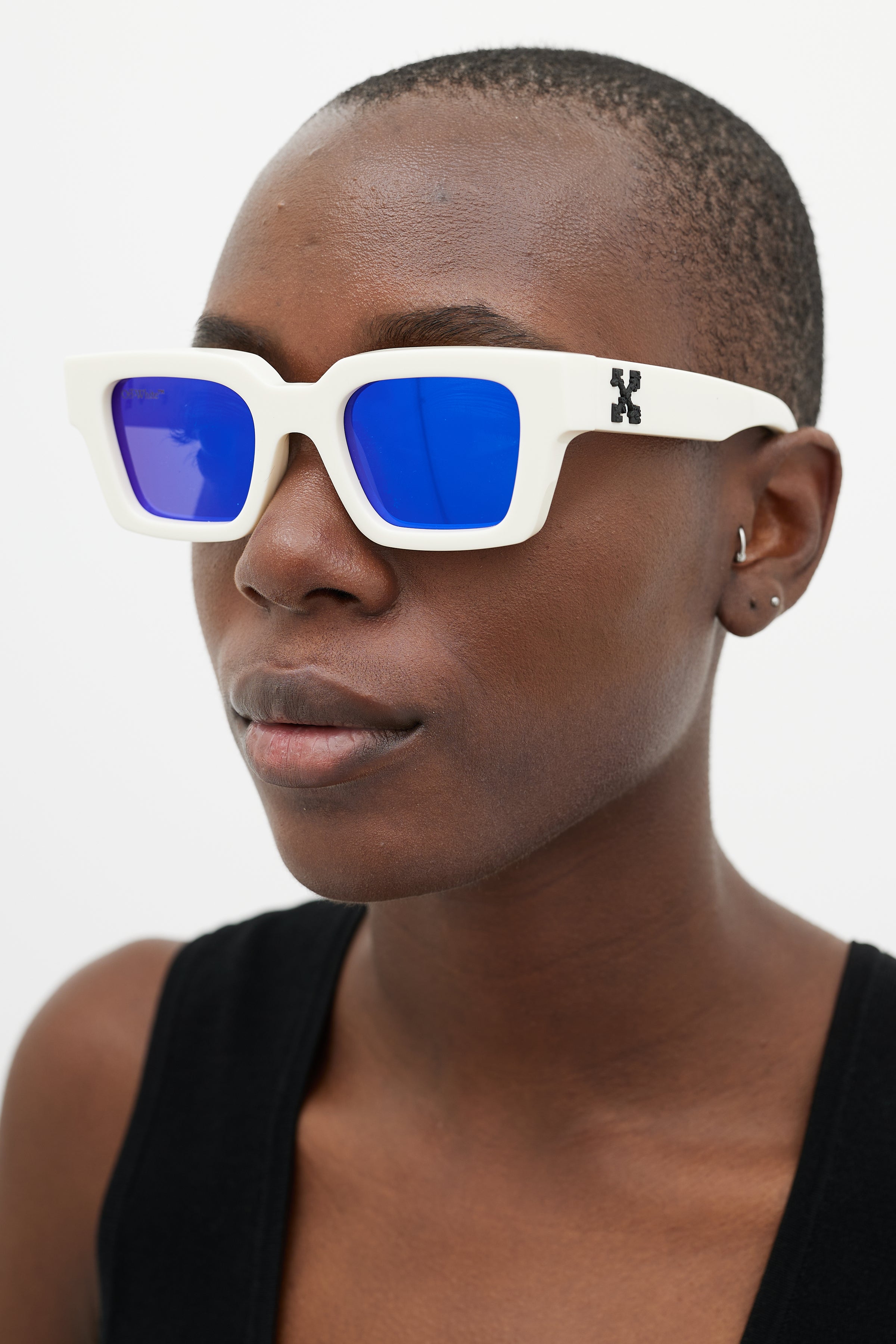 off white goggles Off-White // White & Blue OERI022 Rectangular Sunglasses – VSP Consignment