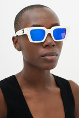 Off-White White & Blue OERI022 Rectangular Sunglasses