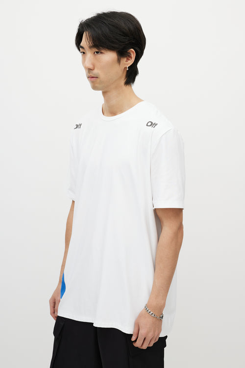 Off-White White & Blue Reflective Logo T-Shirt
