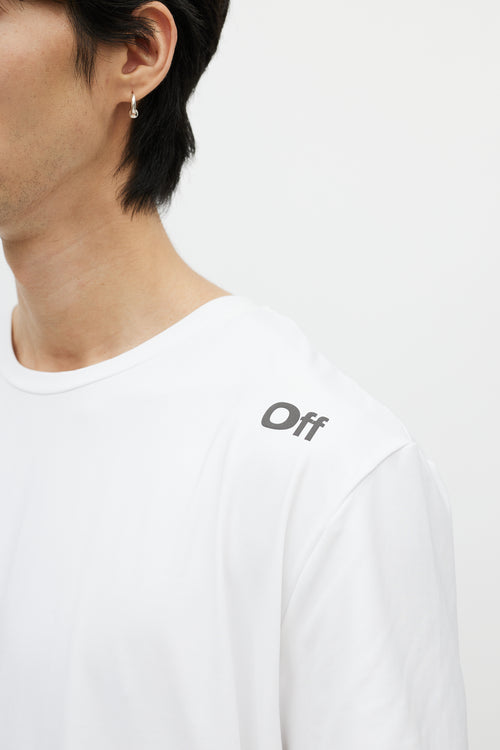 Off-White White & Blue Reflective Logo T-Shirt