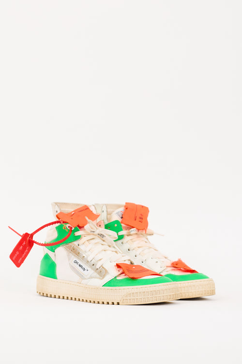 Off-White White & Multicolour Canvas & Leather Off-Court 3.0 High Sneaker