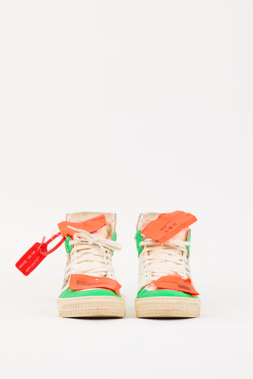 Off-White White & Multicolour Canvas & Leather Off-Court 3.0 High Sneaker