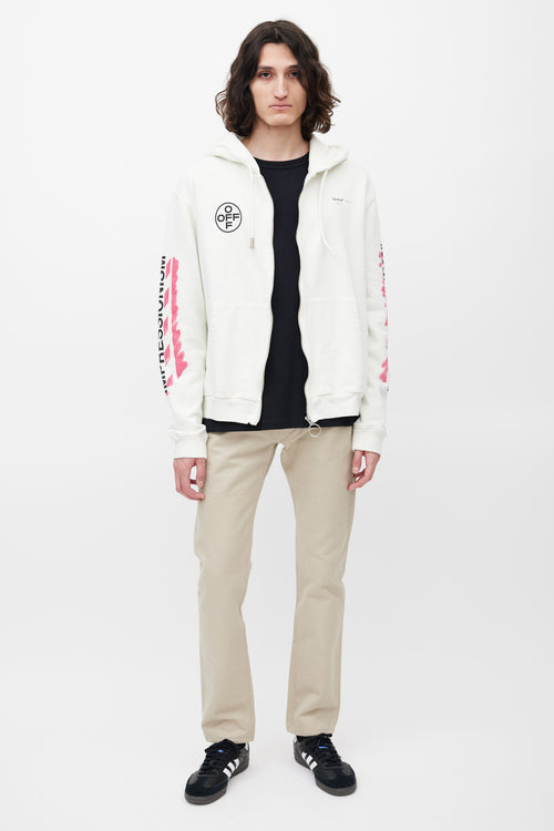 Off-White White & Multicolour Impressionism Logo Hoodie