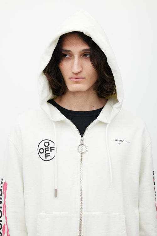 Off-White White & Multicolour Impressionism Logo Hoodie