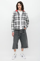 Off-White White & Multicolour Plaid Hooded Jacket