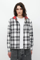 Off-White White & Multicolour Plaid Hooded Jacket