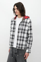 Off-White White & Multicolour Plaid Hooded Jacket