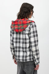 Off-White White & Multicolour Plaid Hooded Jacket