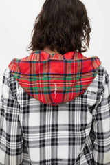 Off-White White & Multicolour Plaid Hooded Jacket