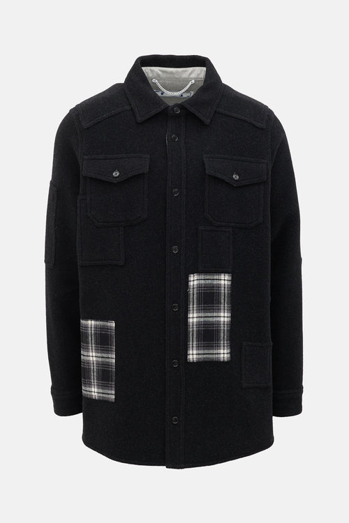 Off-White Wool Patchwork Shacket