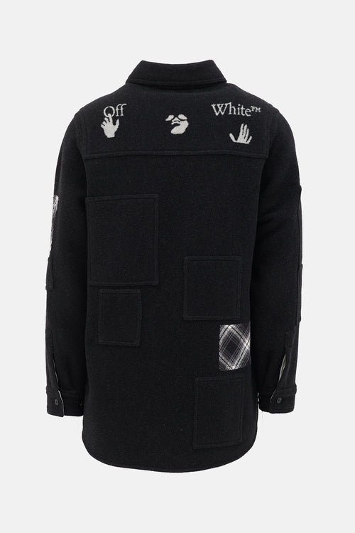 Off-White Wool Patchwork Shacket