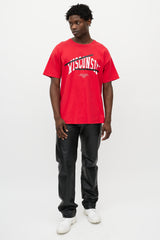 Off-White X Champion Red & White Wisconsin Logo T-Shirt