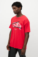 Off-White X Champion Red & White Wisconsin Logo T-Shirt