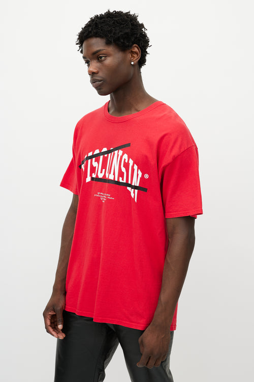 Off-White X Champion Red & White Wisconsin Logo T-Shirt