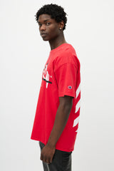 Off-White X Champion Red & White Wisconsin Logo T-Shirt
