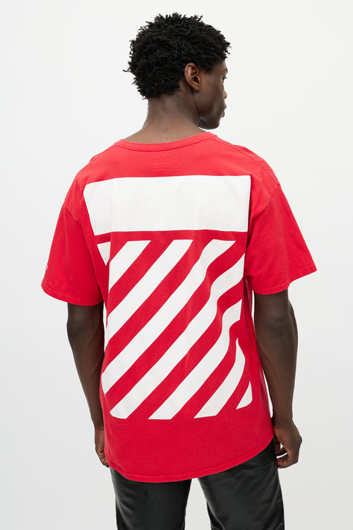 Off-White X Champion Red & White Wisconsin Logo T-Shirt