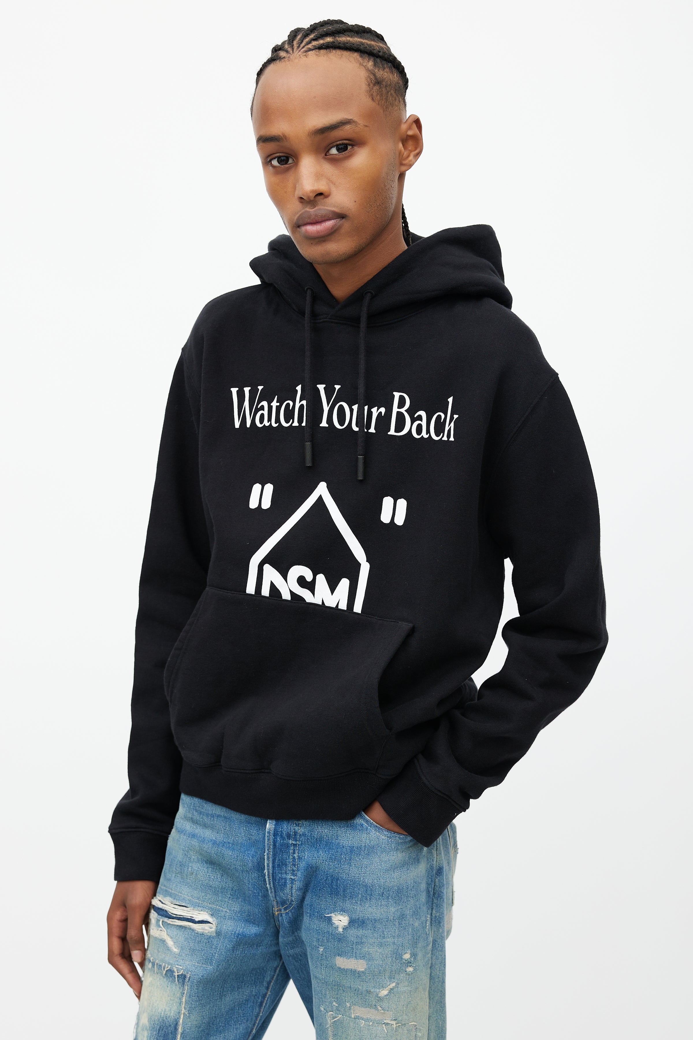 Off-White // X Dover Street Market Black Watch Yourself Hoodie ...