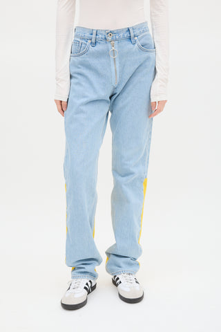 Off-White X Levis Blue & Yellow Panelled Jeans