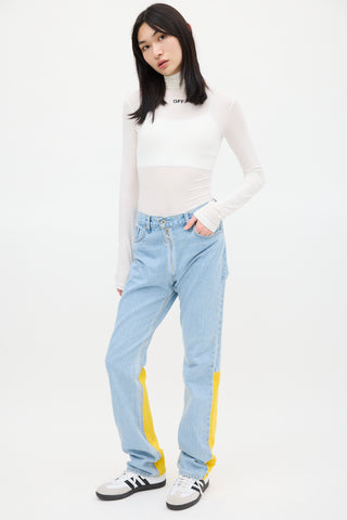 Off-White X Levis Blue & Yellow Panelled Jeans