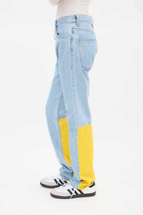 Off-White X Levis Blue & Yellow Panelled Jeans