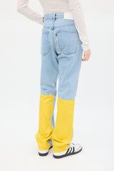 Off-White X Levis Blue & Yellow Panelled Jeans