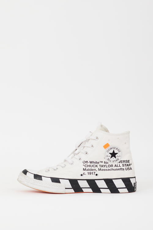 Off-White X Converse White & Black Chuck 70 Hi Sneaker