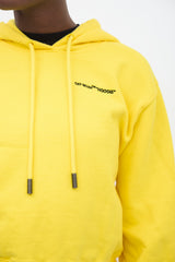 Off-White Yellow Cropped Embroidered Logo Hoodie