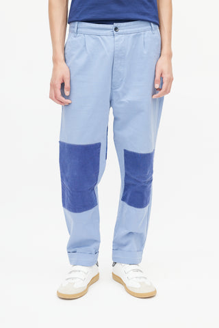 Officine Générale Blue Patched Cuffed Trouser
