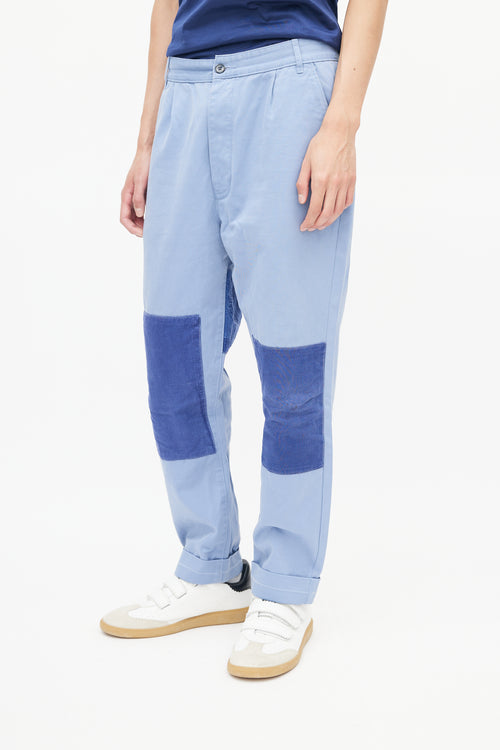Officine Générale Blue Patched Cuffed Trouser