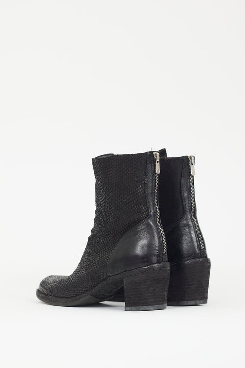 Officine Creative Black Textured Leather Boot