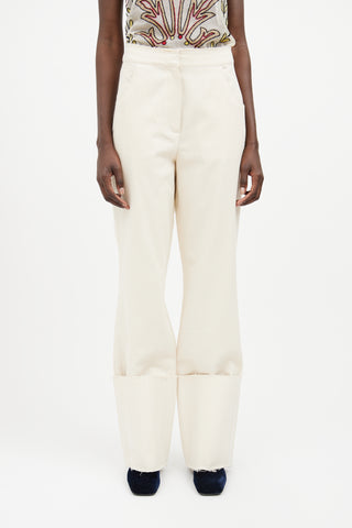 Olenich Cream Wide Leg Cuff Pant