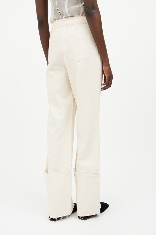 Olenich Cream Wide Leg Cuff Pant