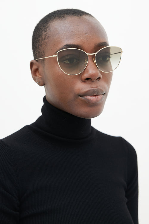 Oliver Peoples Gold Rayette Cateye Sunglasses