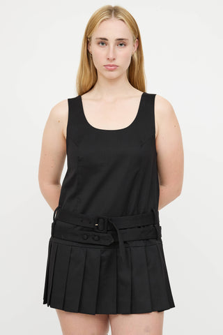 Open YY Pleated Belted Dress