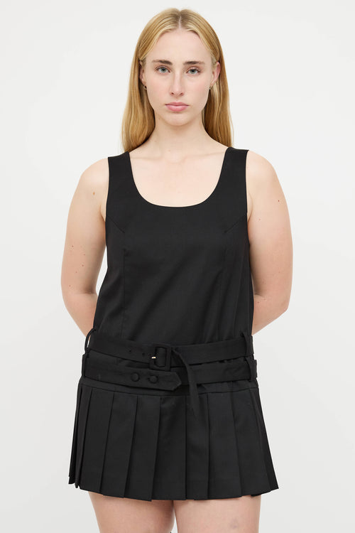 Open YY Pleated Belted Dress