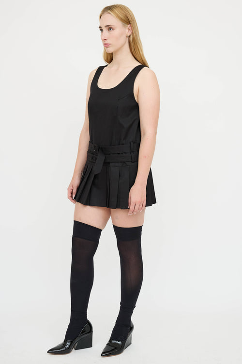 Open YY Pleated Belted Dress