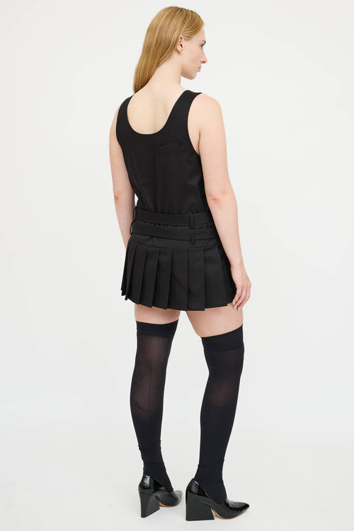 Open YY Pleated Belted Dress