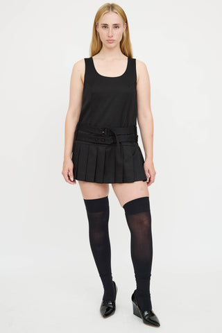 Open YY Pleated Belted Dress