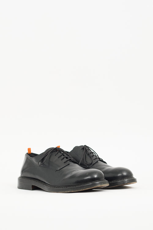 Open Closed Black Leather Derby