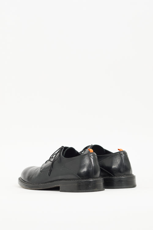 Open Closed Black Leather Derby