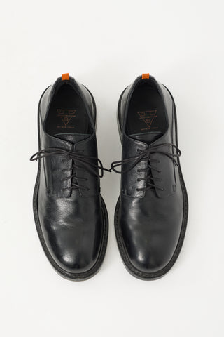 Open Closed Black Leather Derby